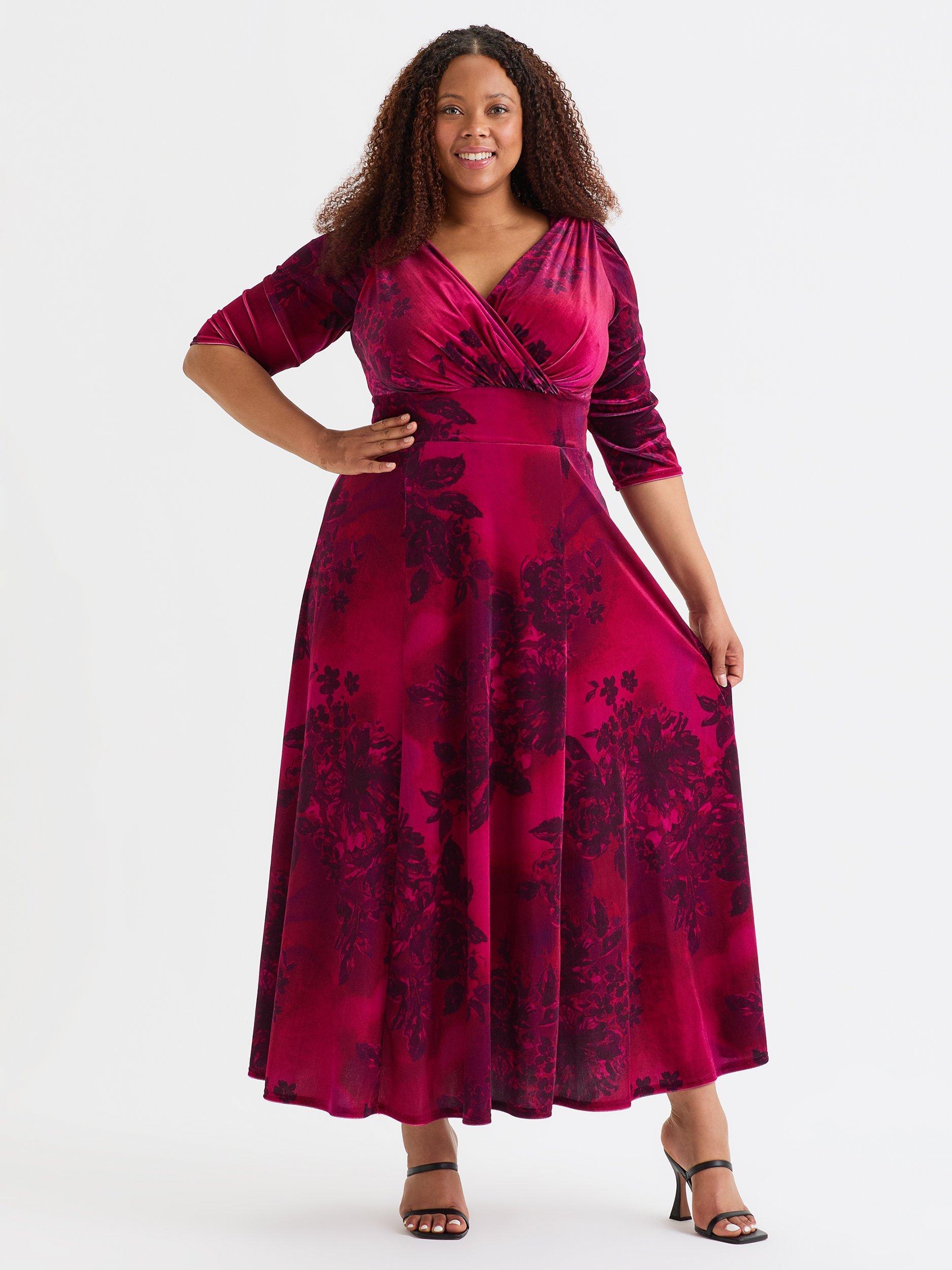 Pink velvet maxi dress best sale