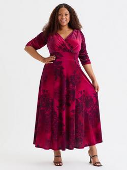 Scarlett & Jo Verity Abstract Velvet Maxi Dress, Wine, Wine