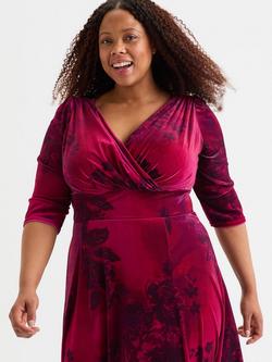 Scarlett & Jo Verity Abstract Velvet Maxi Dress, Wine - view 2, Wine