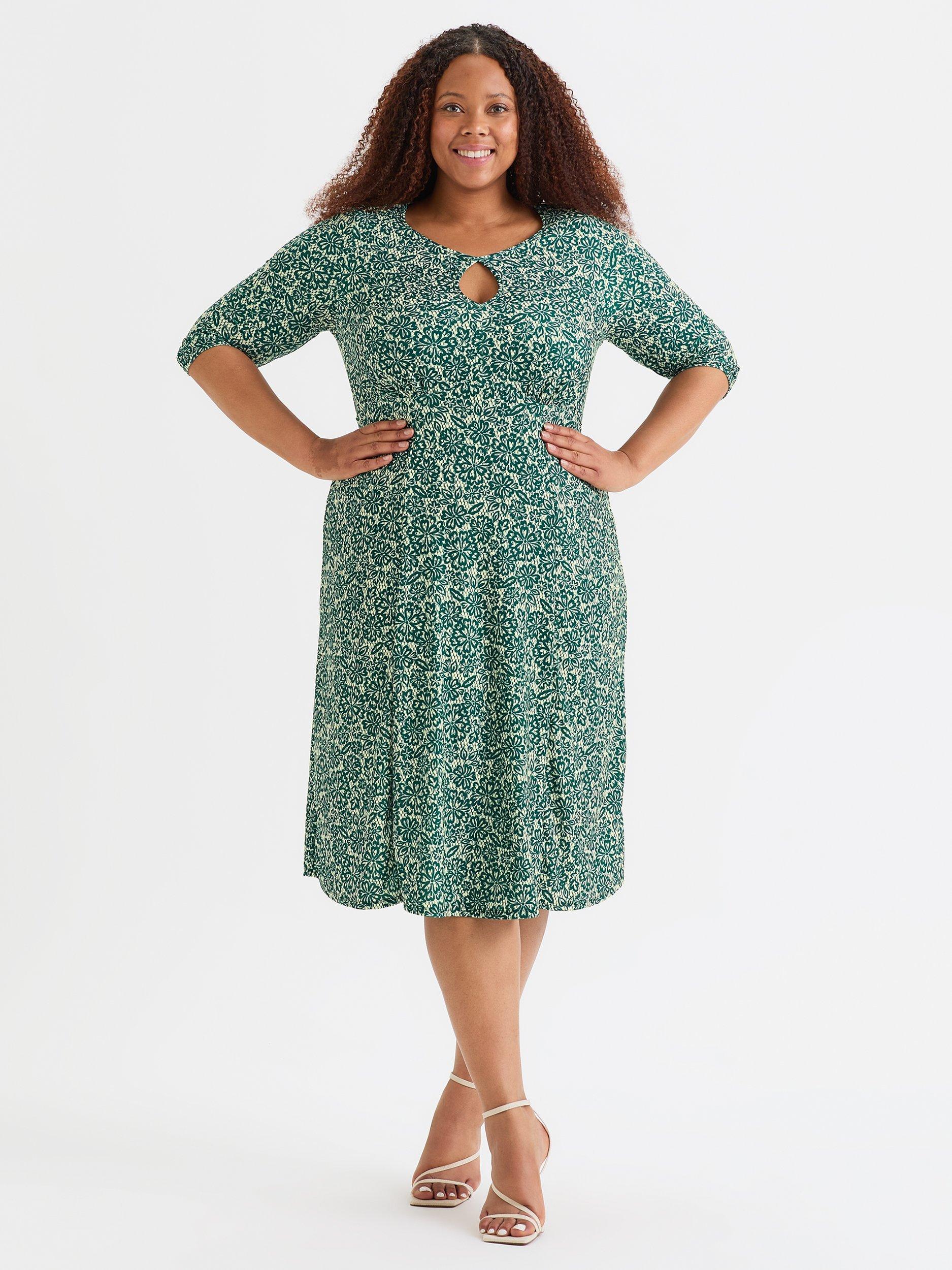 Scarlett & Jo KeyHole Floral Dress, Teal/Cream