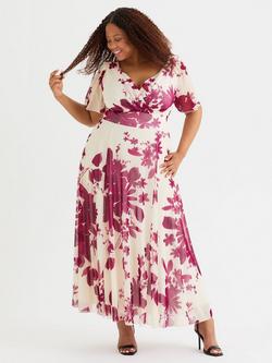 Scarlett & Jo Isabelle Floral Float Sleeve Maxi Dress, Cream/Wine, Cream/Wine