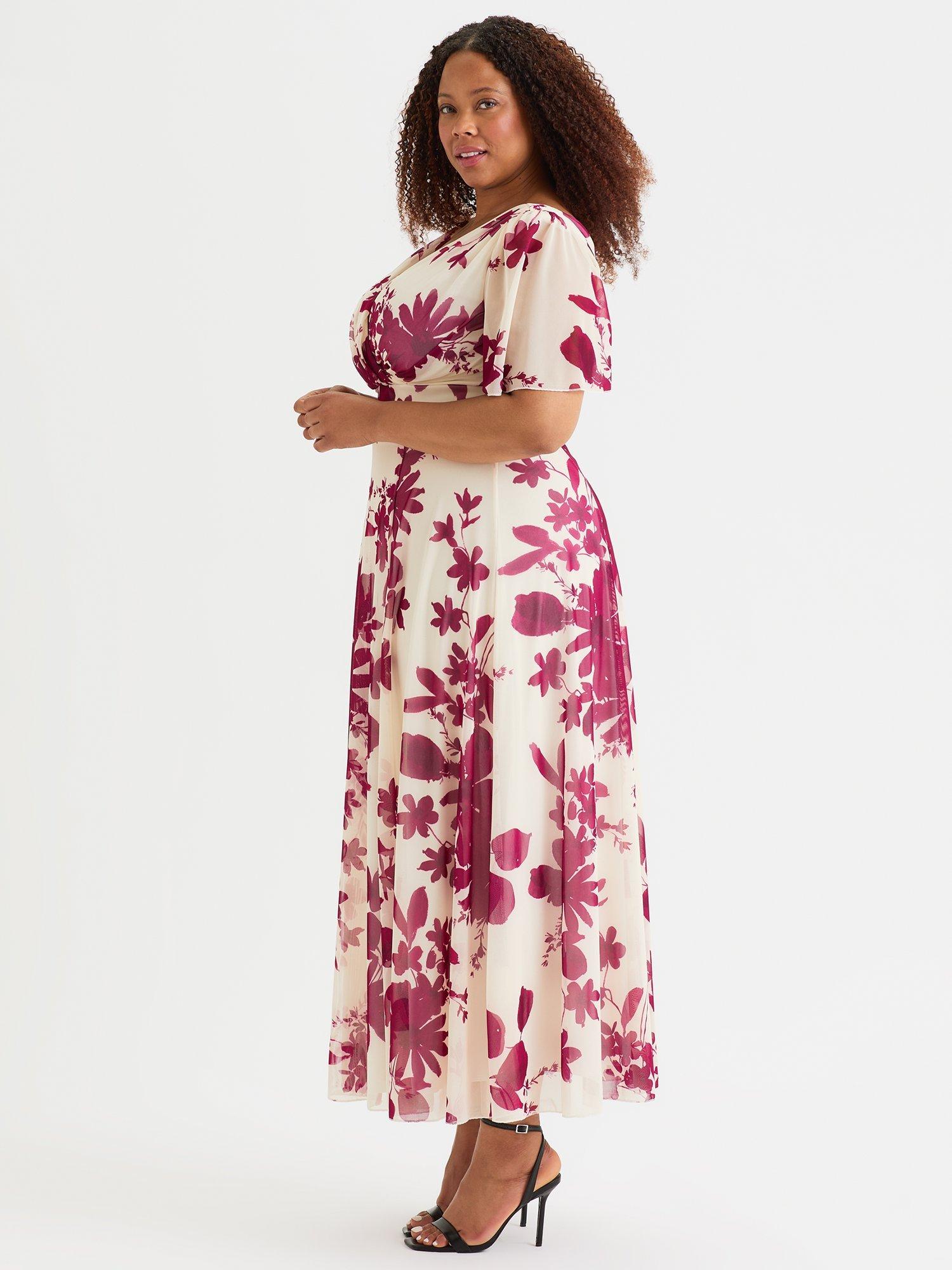 Product image 3 of 4, which shows Scarlett & Jo Isabelle Floral Float Sleeve Maxi Dress, Cream/Wine, 12
