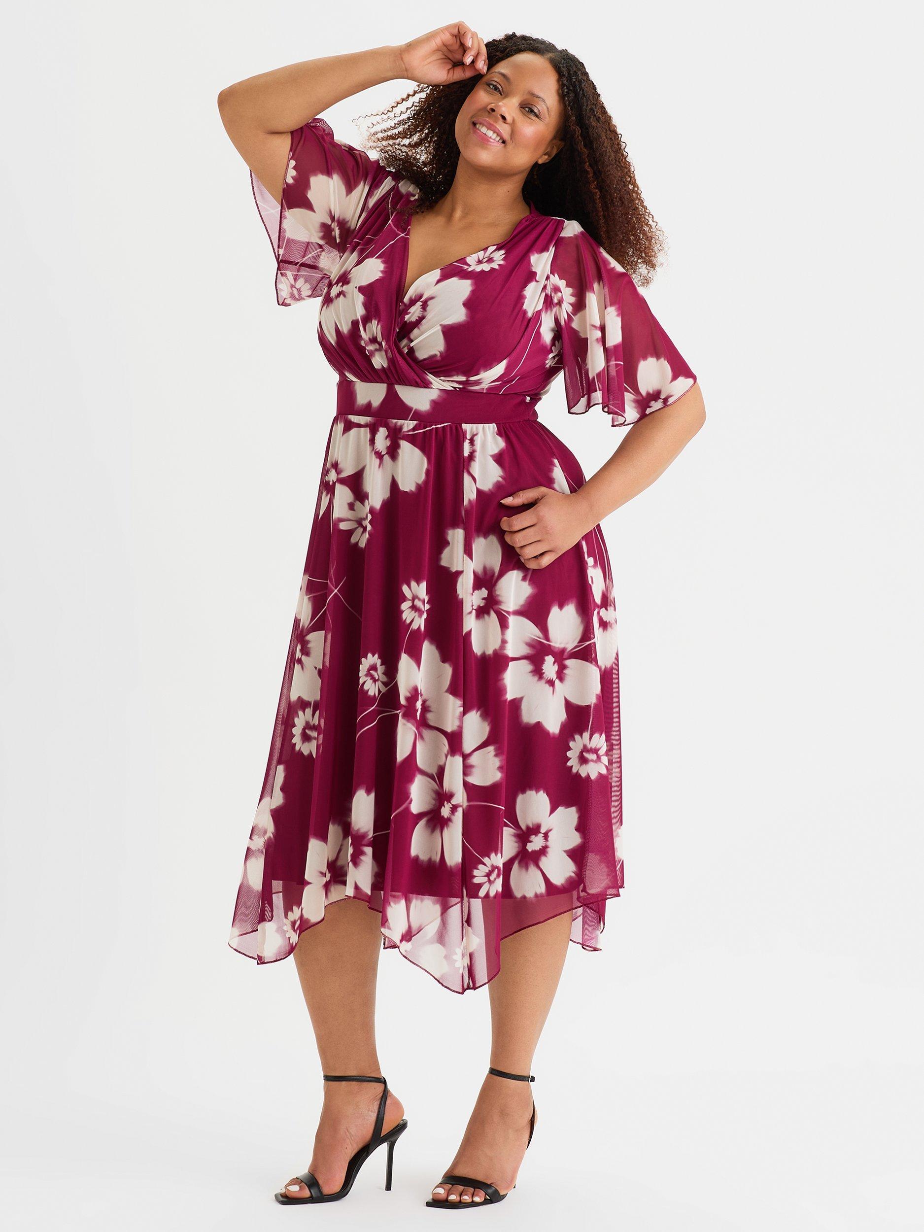 Scarlett Jo Julie Floral Hanky Hem Midi Dress