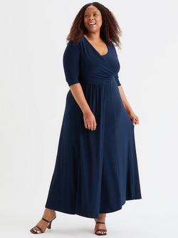 Scarlett & Jo Plain Ruched Maxi Dress, Solid Navy, Solid Navy