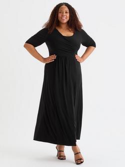 Scarlett & Jo Ruched Scoop Neck Dress, Black, Black