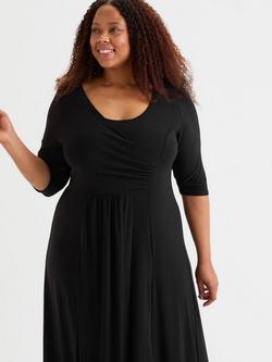 Scarlett & Jo Ruched Scoop Neck Dress, Black - view 2, Black