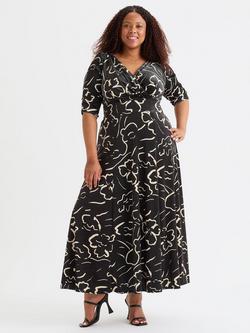 Scarlett & Jo Verity Floral Velvet Maxi Dress, Black/Ivory, Black/Ivory