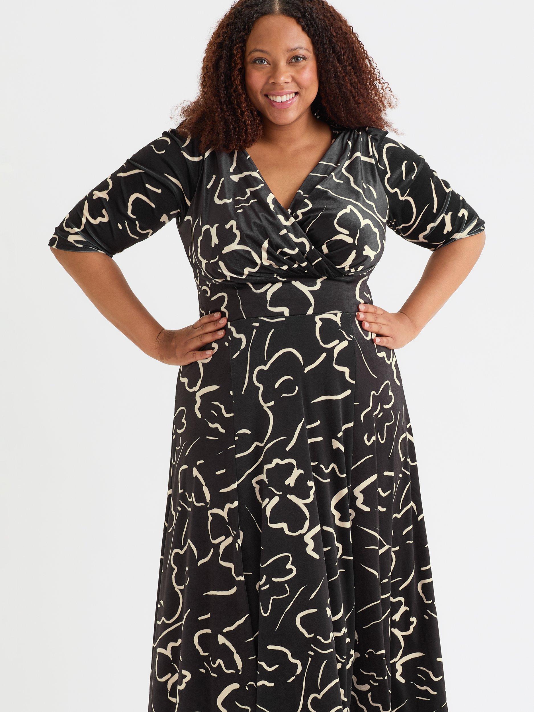 Product image 2 of 4, which shows Scarlett & Jo Verity Floral Velvet Maxi Dress, Black/Ivory, 12