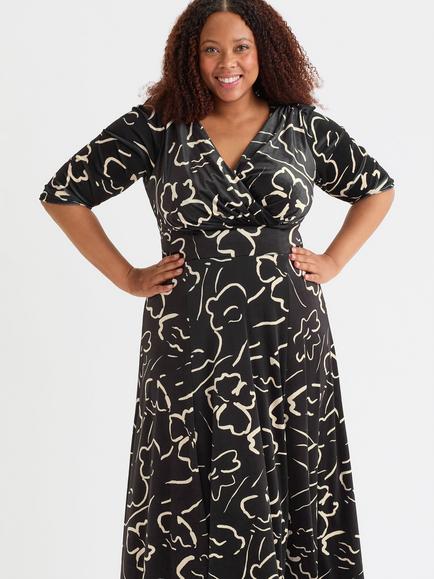 Scarlett & Jo Verity Floral Velvet Maxi Dress, Black/Ivory - view 2, Black/Ivory