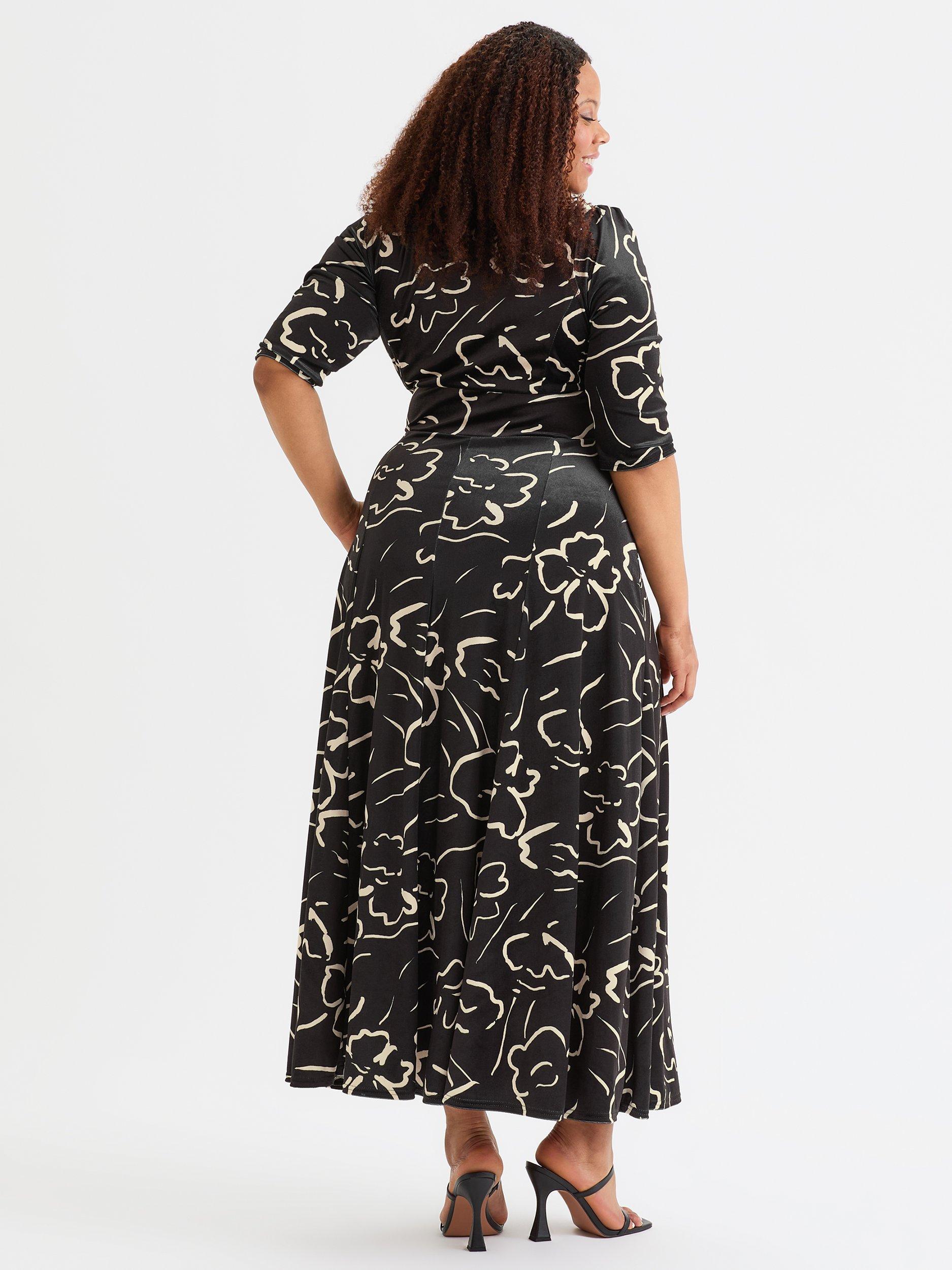 Product image 4 of 4, which shows Scarlett & Jo Verity Floral Velvet Maxi Dress, Black/Ivory, 12