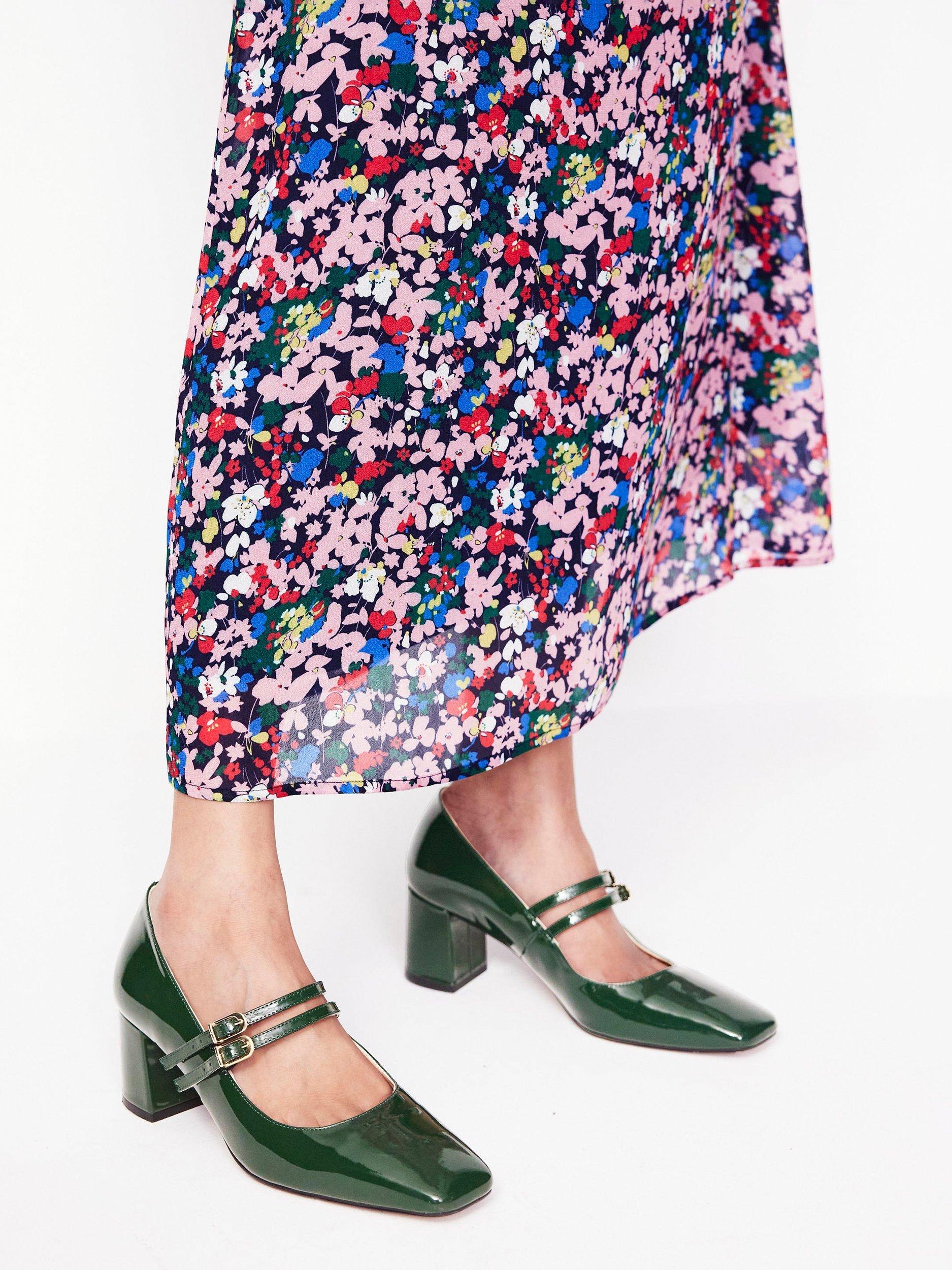 Product image 2 of 4, which shows Boden Block Heel Ballerina Pumps, Dark Green, 4