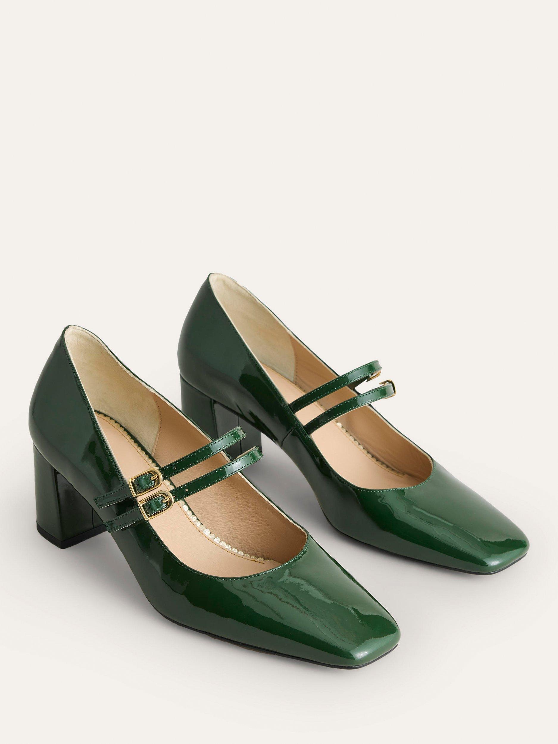 Product image 3 of 4, which shows Boden Block Heel Ballerina Pumps, Dark Green, 4