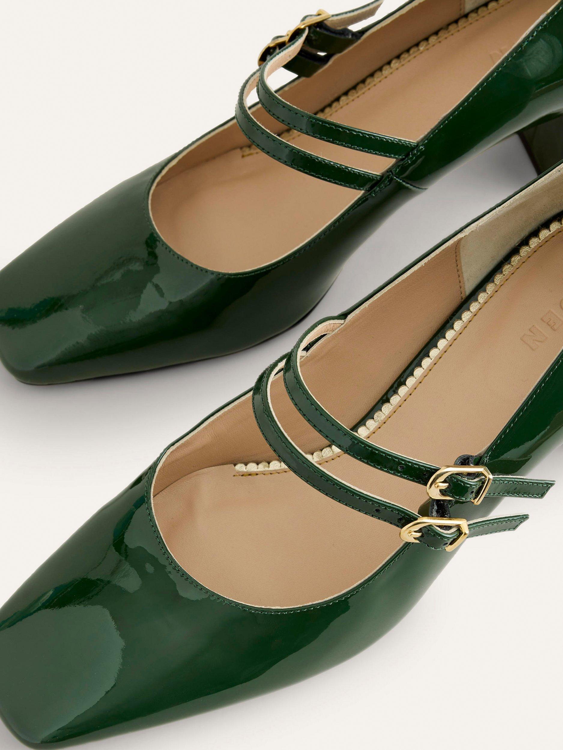 Product image 4 of 4, which shows Boden Block Heel Ballerina Pumps, Dark Green, 4