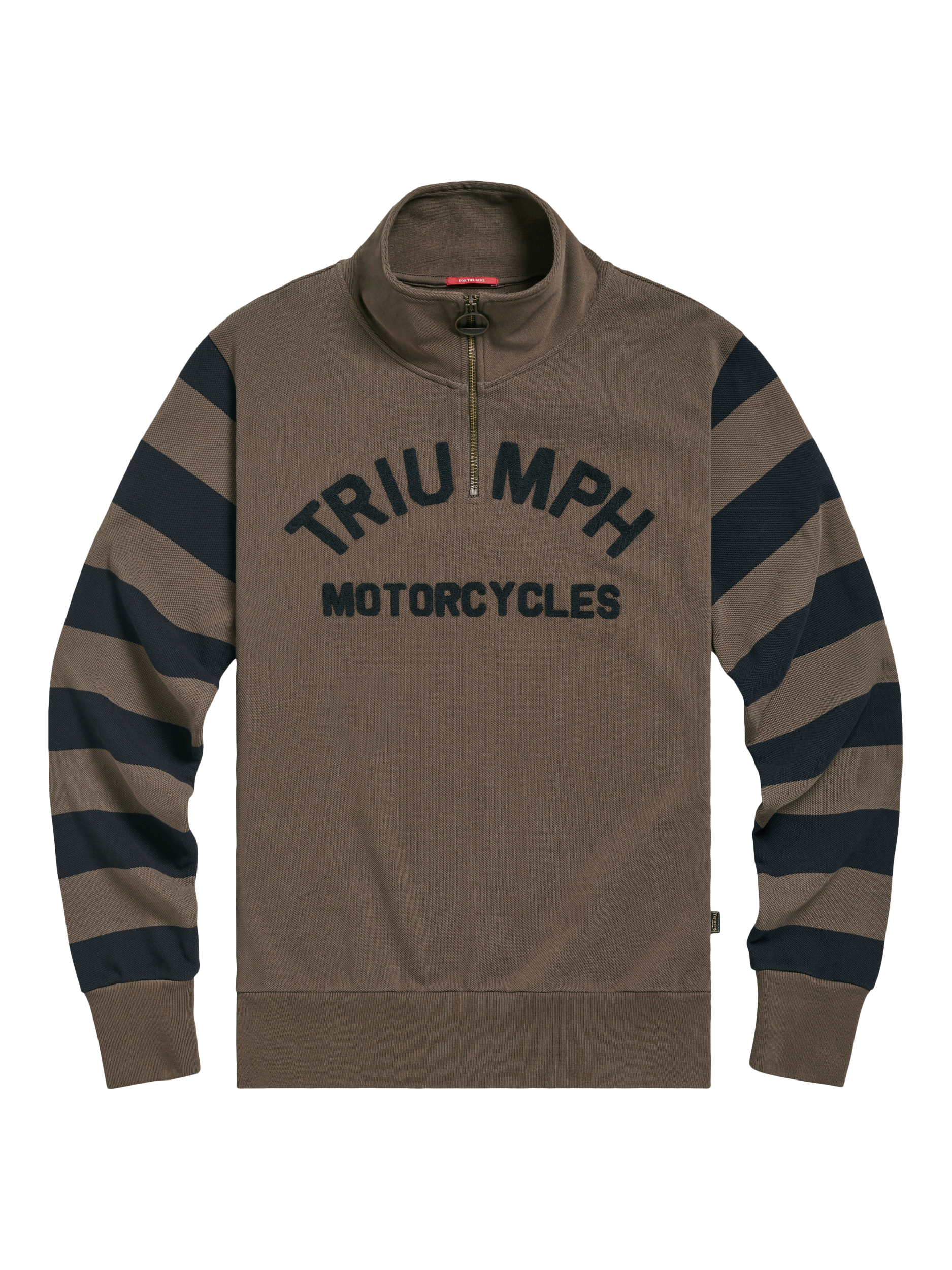 Product image 1 of 2, which shows Triumph Motorcycles Highly Quarter Zip Sweatshirt, Mushroom, S