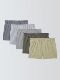 John Lewis Cotton Assorted Pattern Boxer Shorts, Pack of 5, Multi, Multi