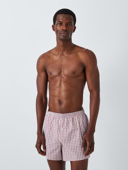 John Lewis Organic Cotton Gingham Check Boxer Shorts, Pack of 3, Multi - view 2, Multi
