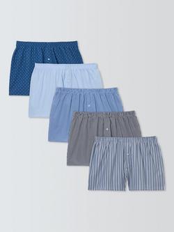 John Lewis Cotton Assorted Pattern Boxer Shorts, Pack of 5, Multi, Multi