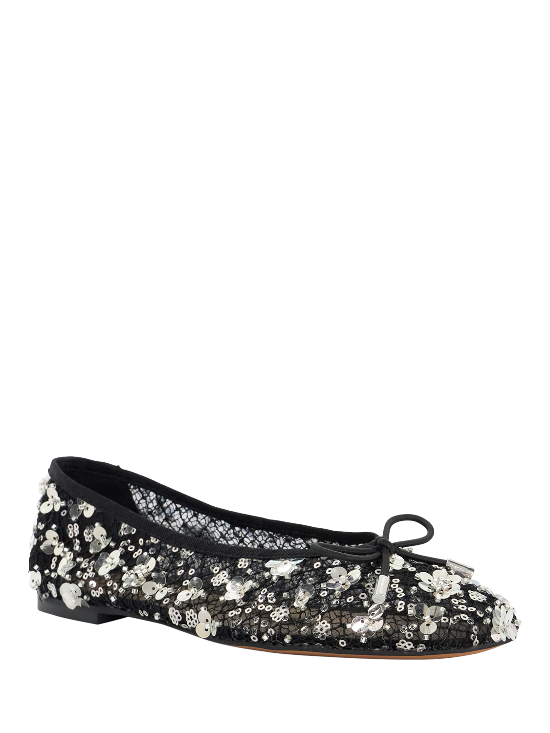 Product image 3 of 5, which shows Dune London Hannie Embellished Ballerina Pumps, Black, EU39