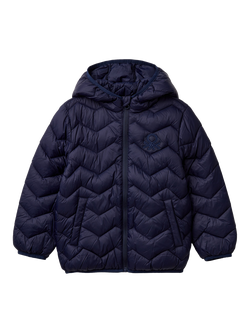 Benetton Kids' Zig Zag Padded Jacket, Night Blue, Night Blue