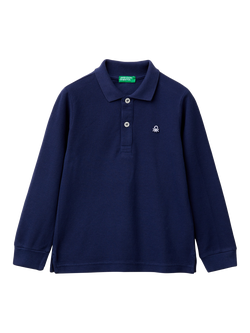 Benetton Kids' Long Sleeve Polo Shirt, Night Blue, Night Blue