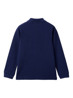 Benetton Kids' Long Sleeve Polo Shirt, Night Blue - view 2, Night Blue