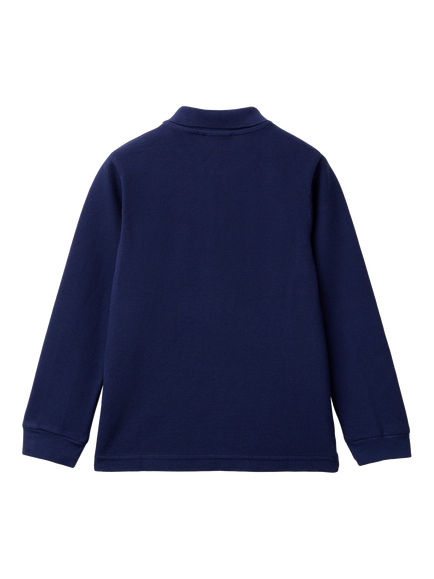 Benetton Kids' Long Sleeve Polo Shirt, Night Blue - view 2, Night Blue