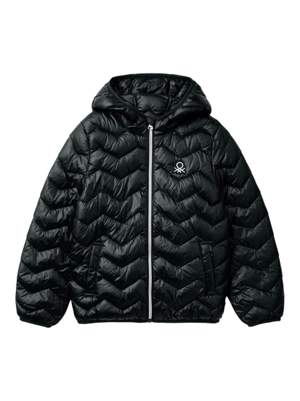 Benetton Kids' Junior Padded Hooded Jacket, Black, Black