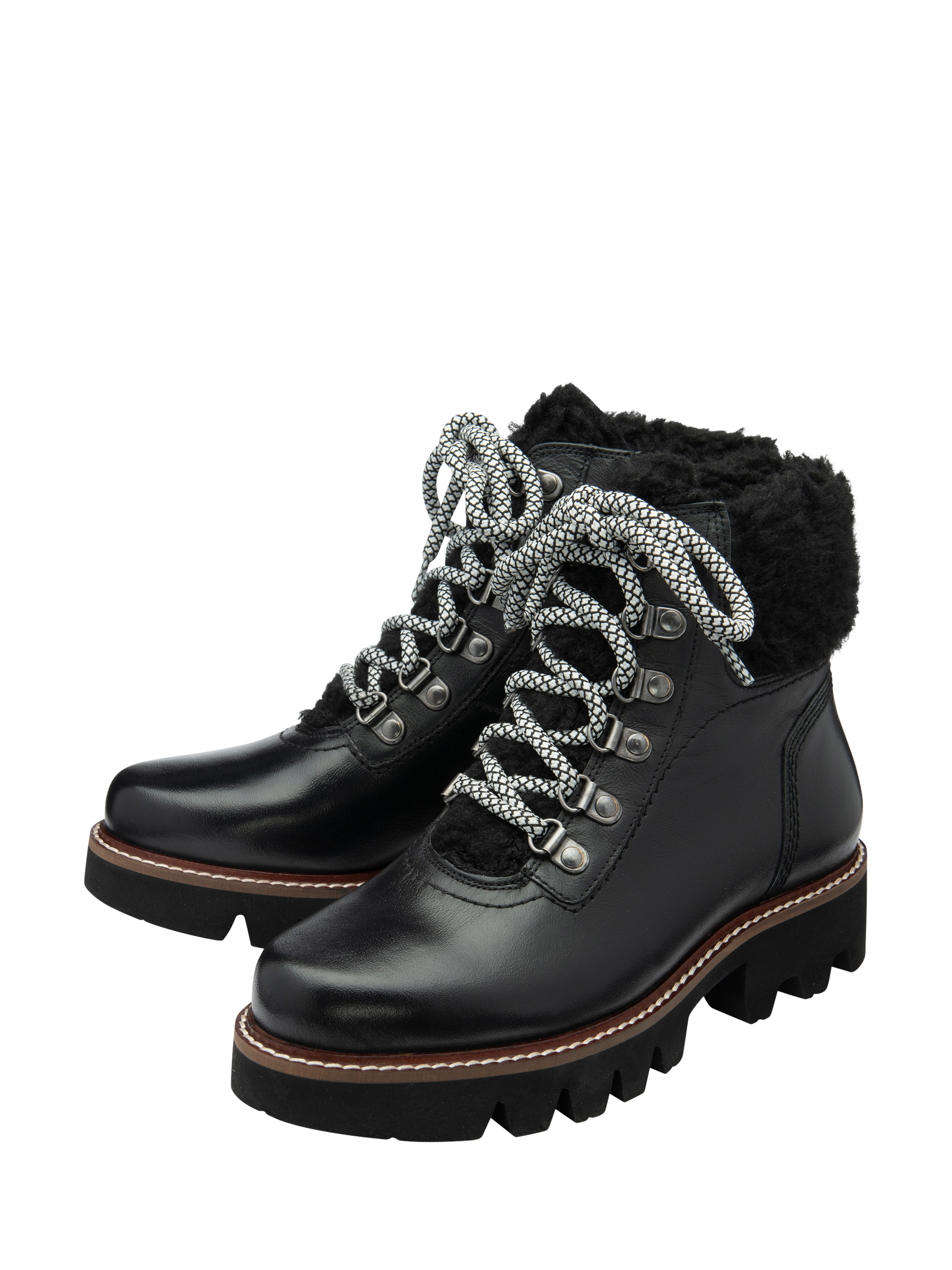 Product image 2 of 4, which shows Ravel Clyde Leather Faux Fur Lined Biker Boots, Black, 4