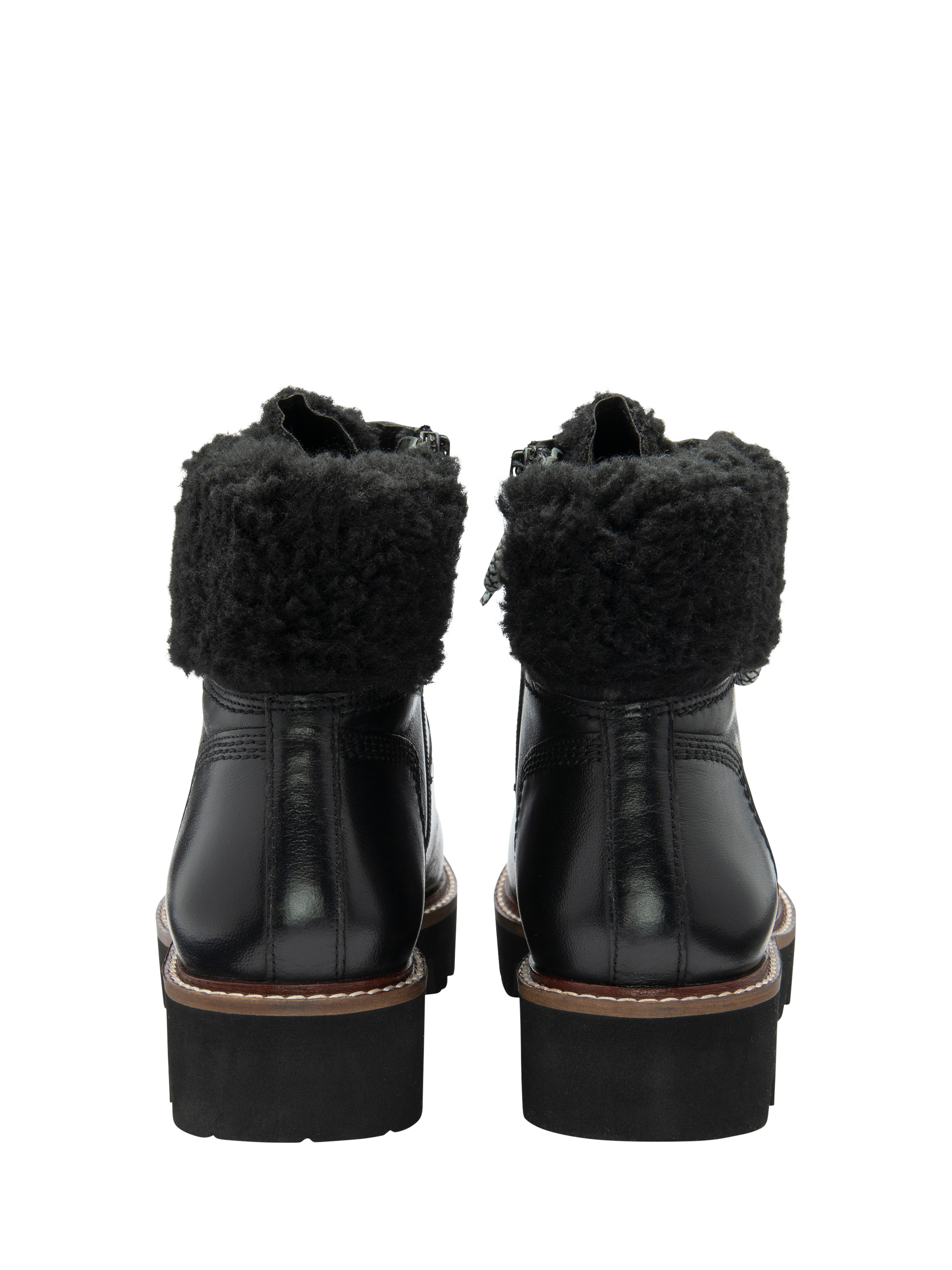 Product image 3 of 4, which shows Ravel Clyde Leather Faux Fur Lined Biker Boots, Black, 4