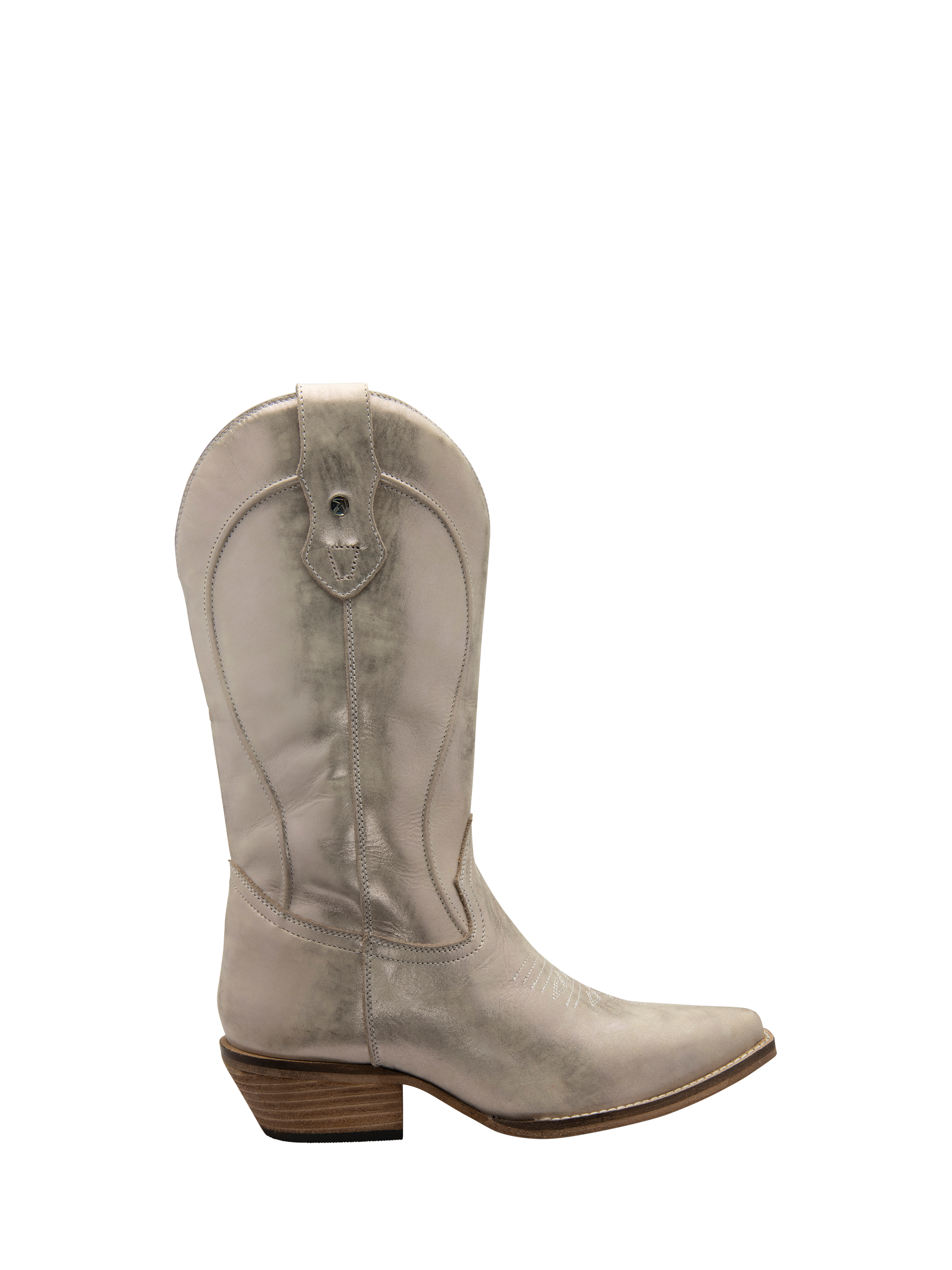 Product image 1 of 4, which shows Ravel Cline Leather Cowboy Boots, Silver, 3