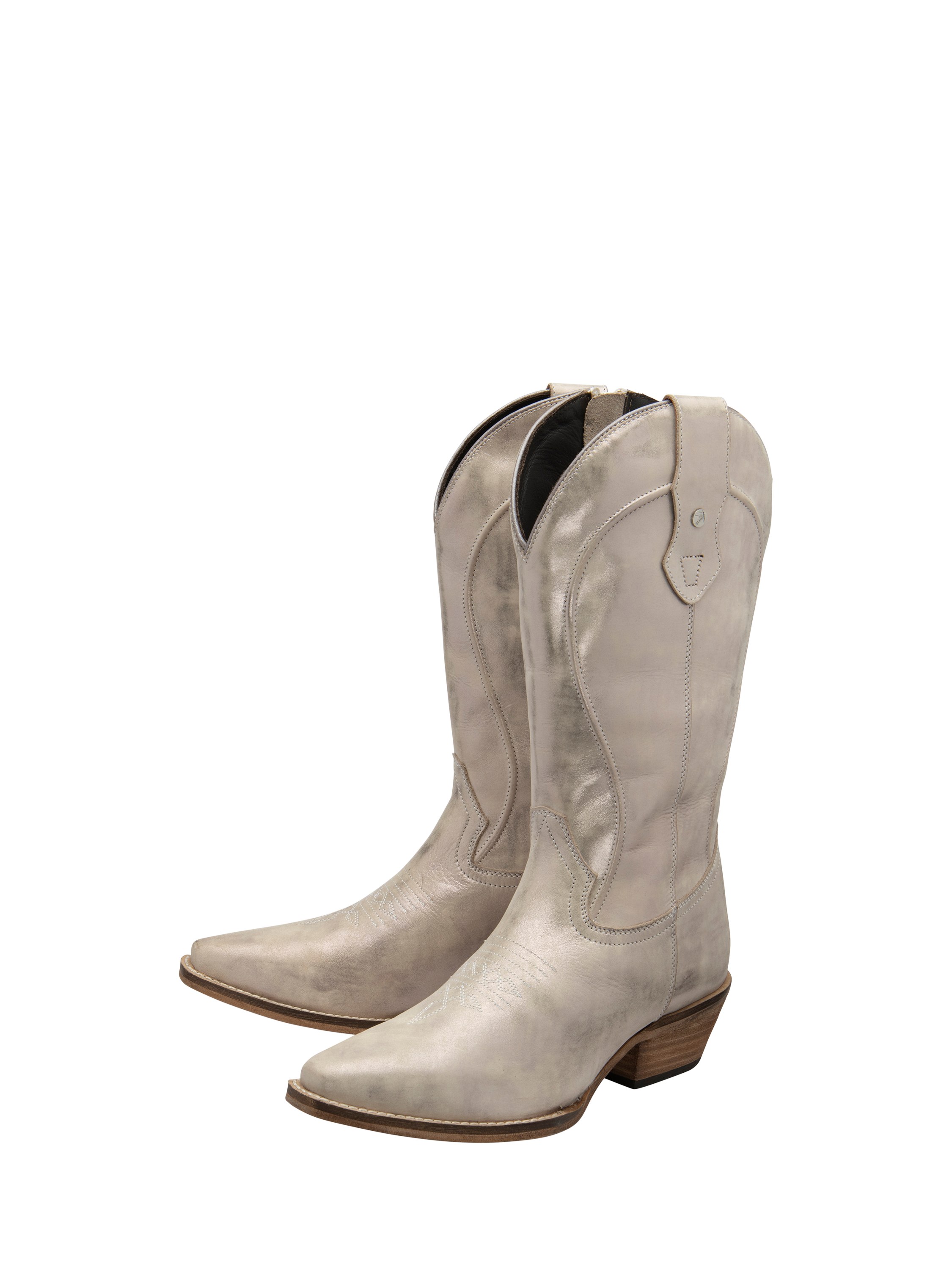 Product image 2 of 4, which shows Ravel Cline Leather Cowboy Boots, Silver, 3