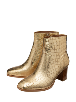 Ravel Louth Leather Croc Effect Ankle Boots - view 2, Gold