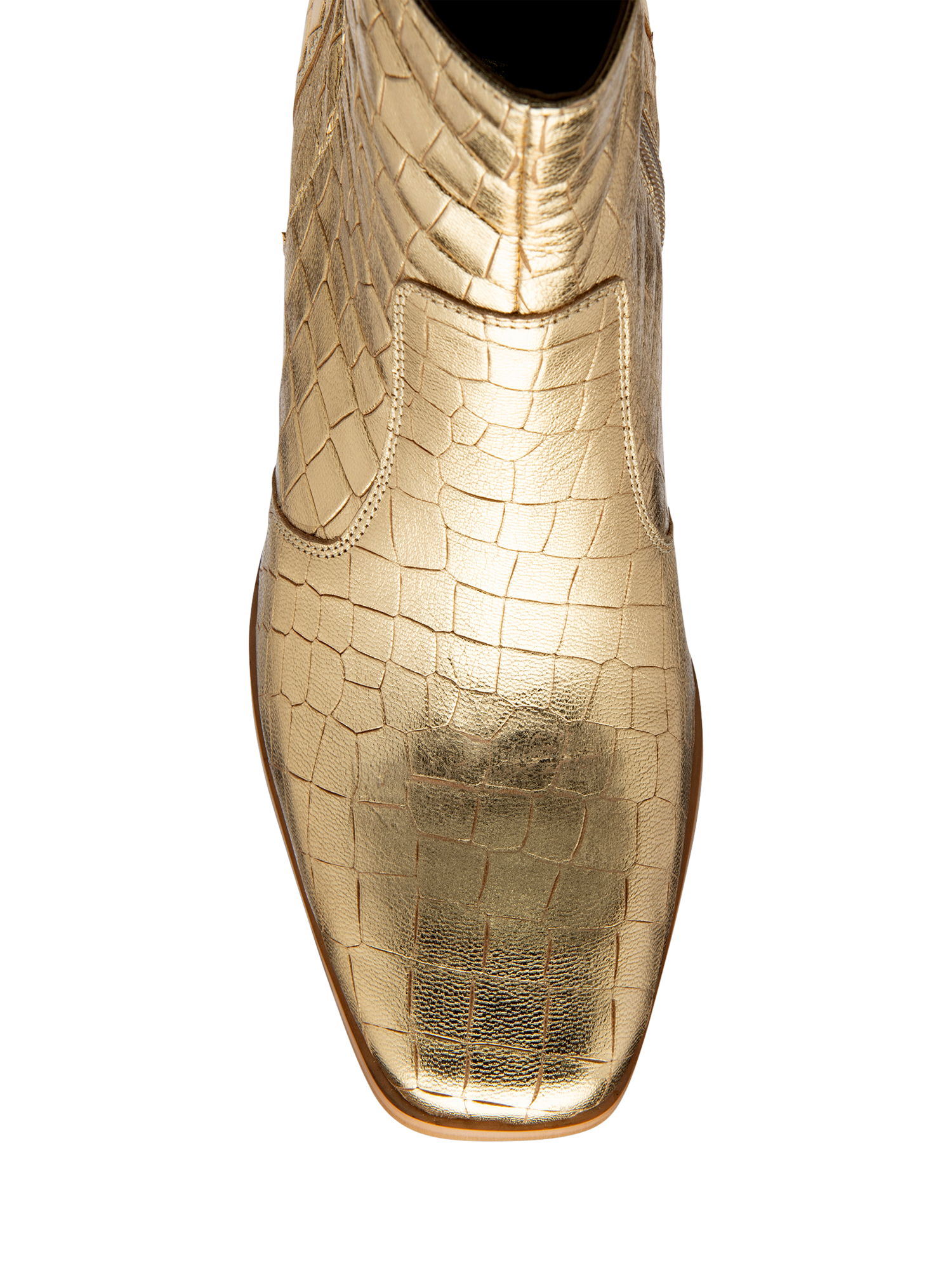 Product image 4 of 4, which shows Ravel Louth Leather Croc Effect Ankle Boots, Gold, 4