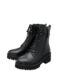 Ravel Leith Leather Lace-Up Biker Boots, Black - view 2, Black