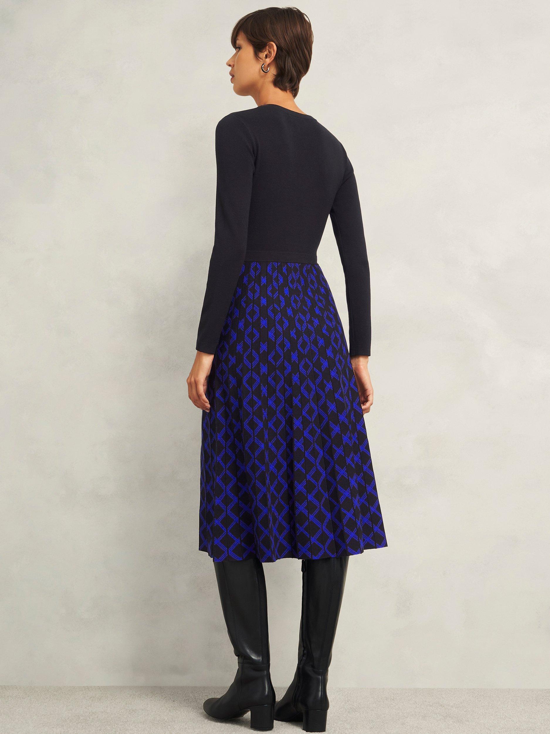 Product image 2 of 4, which shows Hobbs Petite Larna Dress, Black Blue, 18