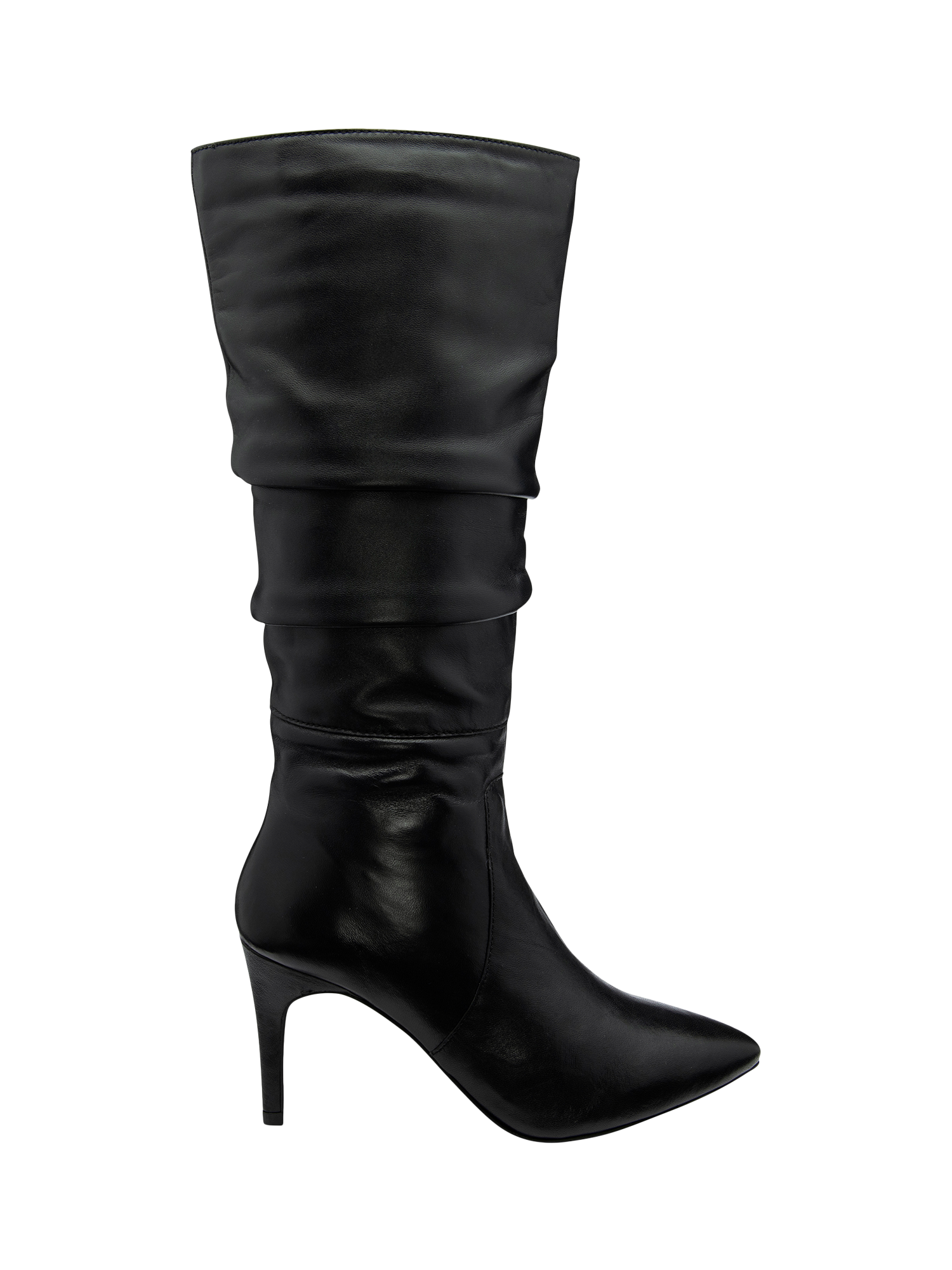 Ravel Roslin Leather Ruched Knee High Boots Black