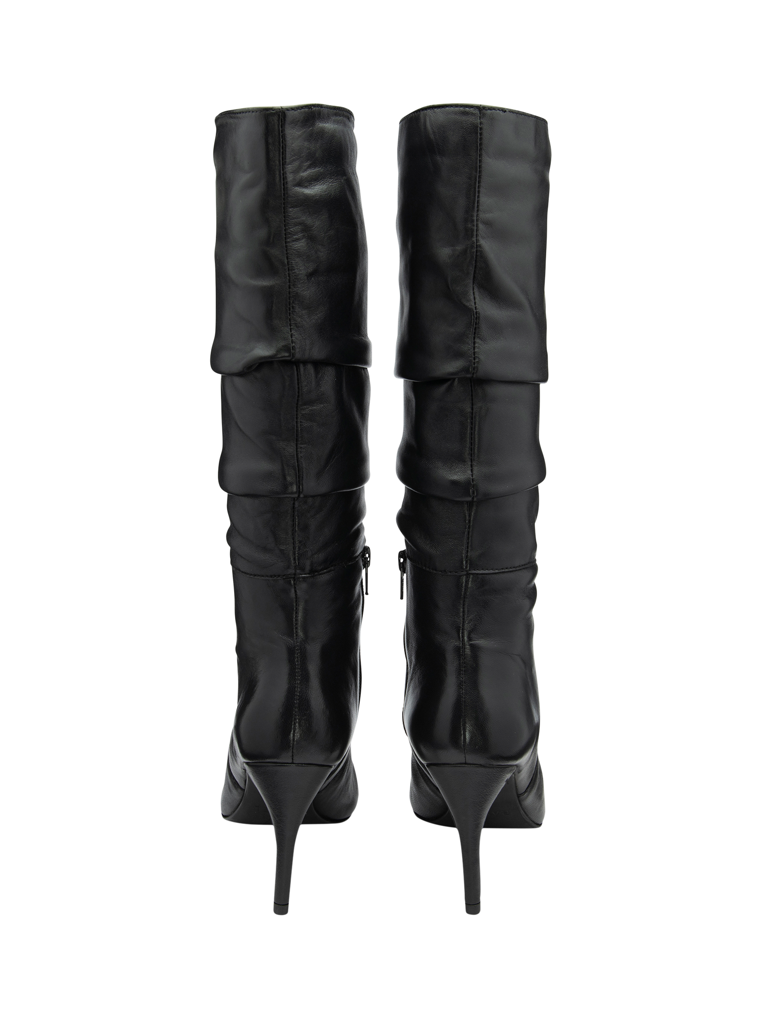 Product image 3 of 4, which shows Ravel Roslin Leather Ruched Knee High Boots, Black, 4