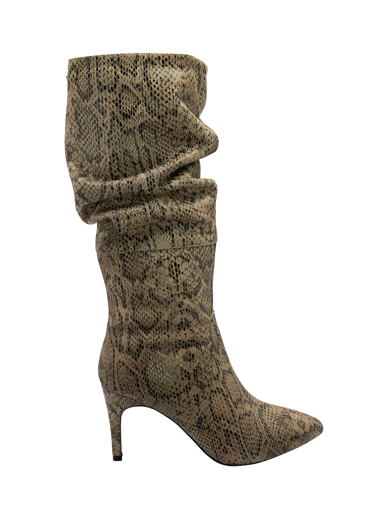 Product image 1 of 4, which shows Ravel Roslin Leather Ruched Knee-High Boots, Grey, 3