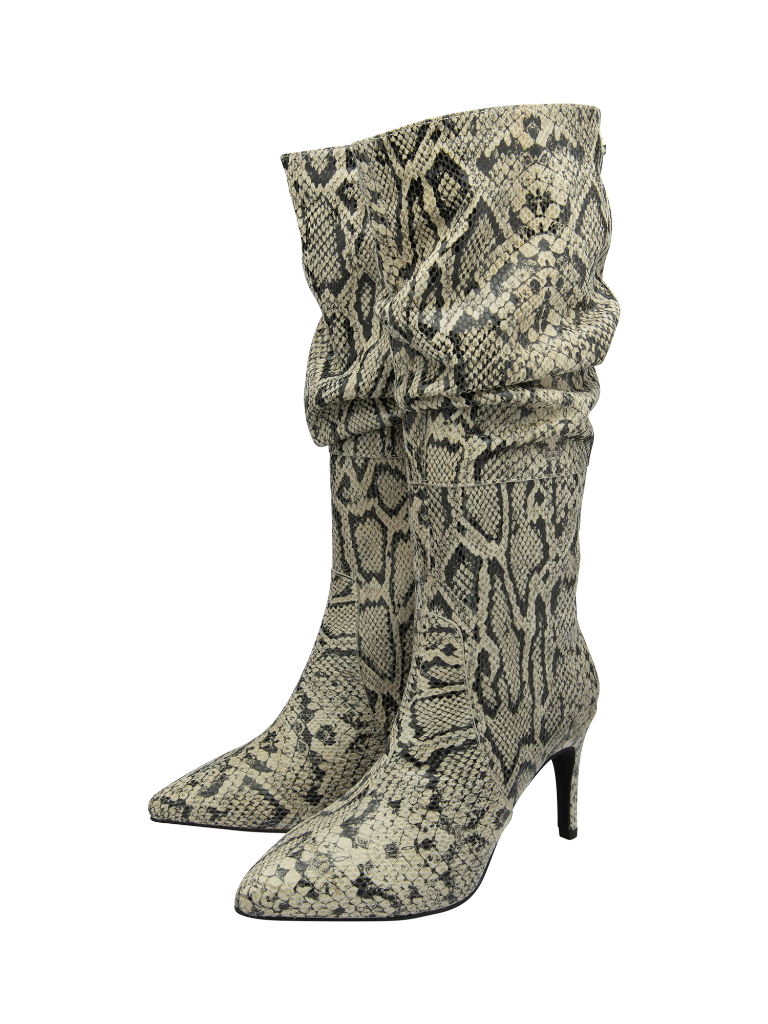 Product image 2 of 4, which shows Ravel Roslin Leather Ruched Knee-High Boots, Grey, 3