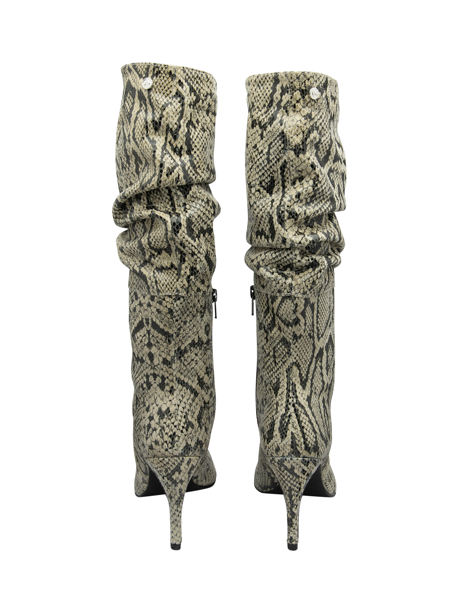 Product image 3 of 4, which shows Ravel Roslin Leather Ruched Knee-High Boots, Grey, 3