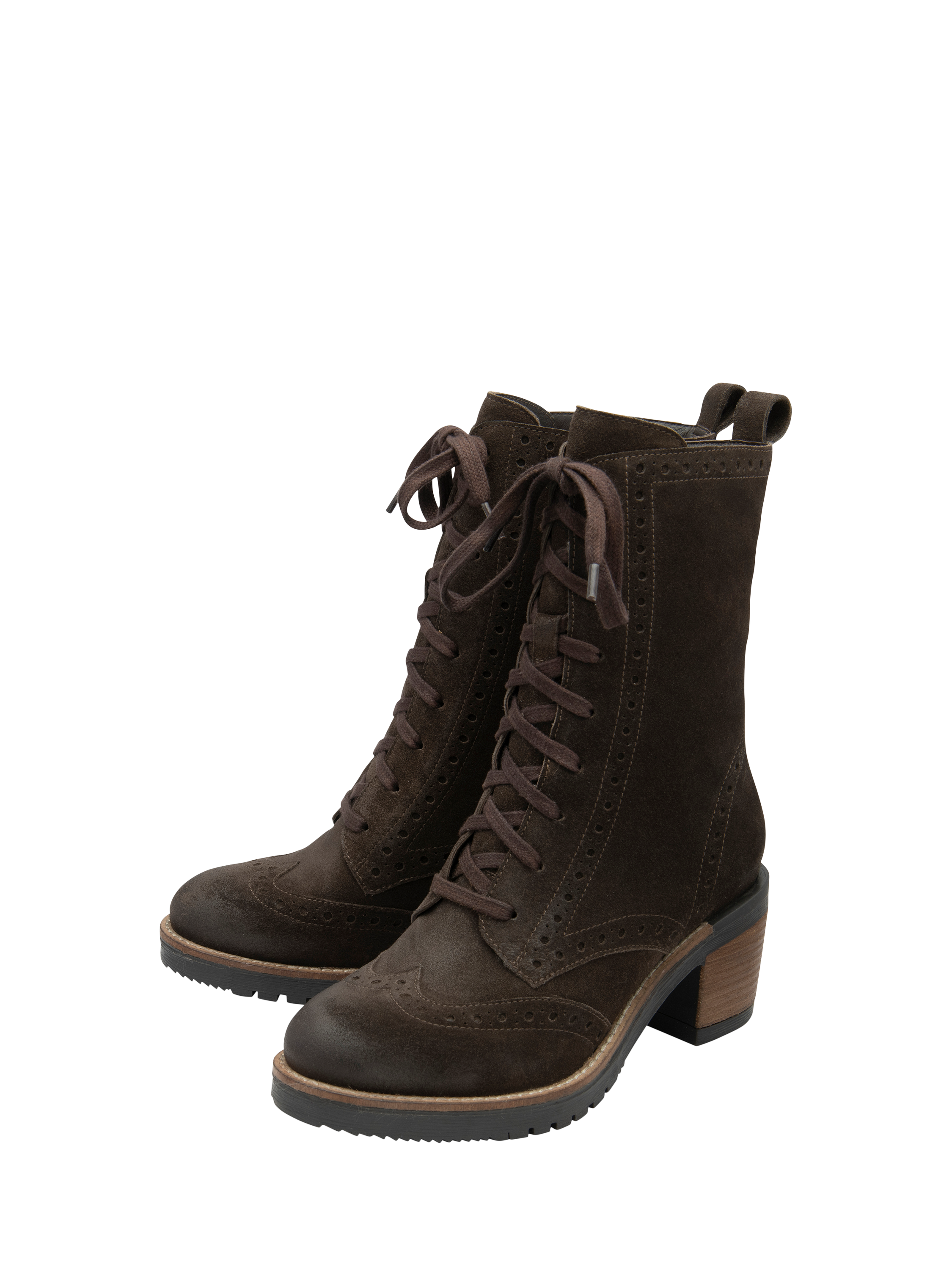 Product image 2 of 4, which shows Ravel Yarrow Suede Brogue Lace-Up Boots, Chocolate, 6