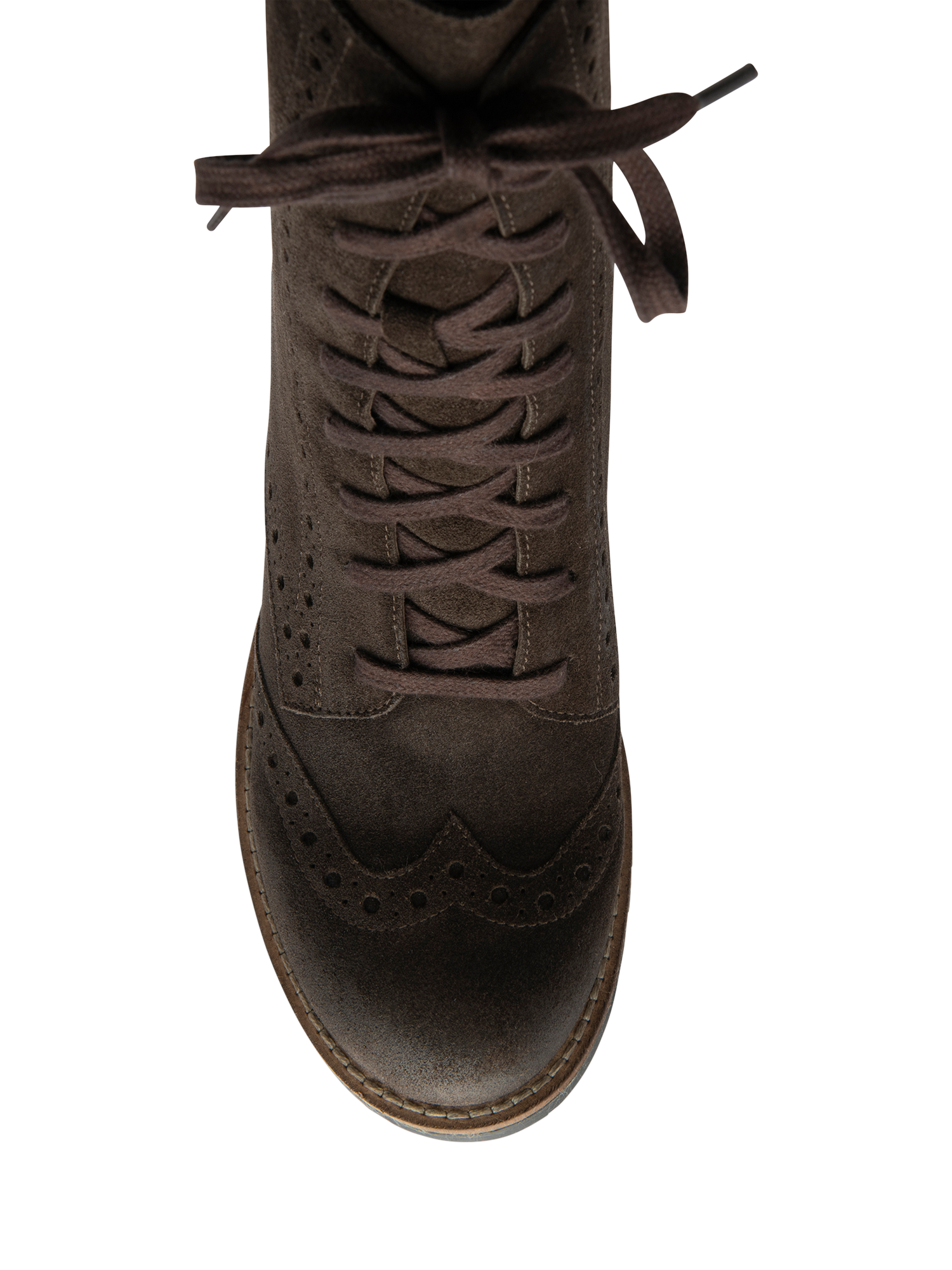 Product image 4 of 4, which shows Ravel Yarrow Suede Brogue Lace-Up Boots, Chocolate, 6