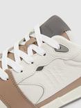 Reiss Astor Leather Colour Block Trainers, Light Brown/ White