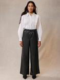 Mint Velvet Wide Leg Faux Leather Trousers, Black