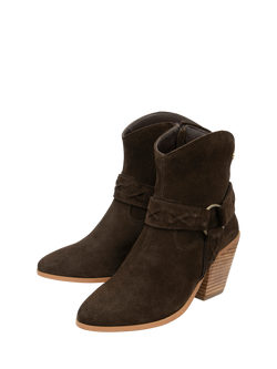 Ravel Argyll Suede Cowboy Heeled Ankle Boots, Brown - view 2, Brown