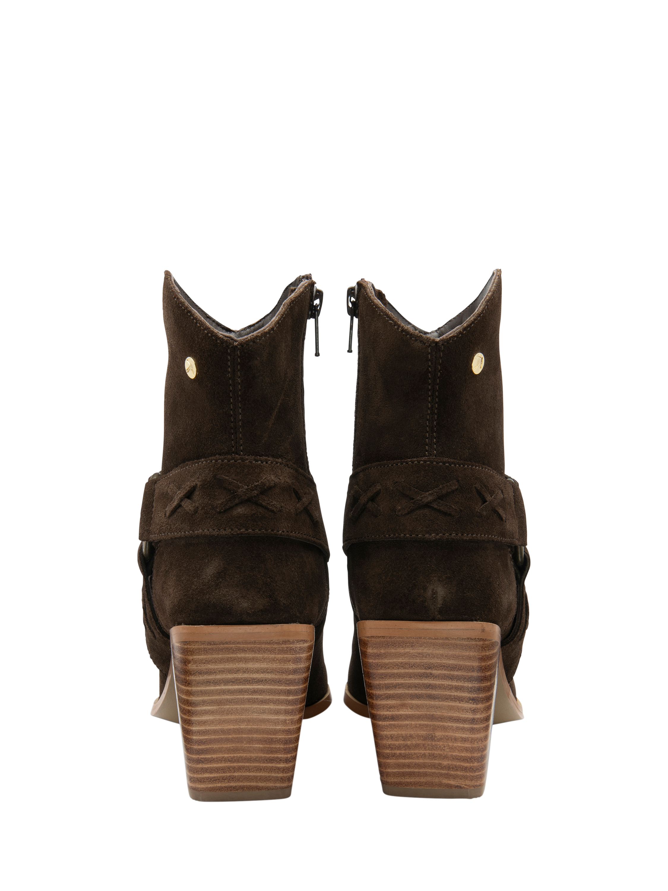 Product image 3 of 4, which shows Ravel Argyll Suede Cowboy Heeled Ankle Boots, Brown, 3