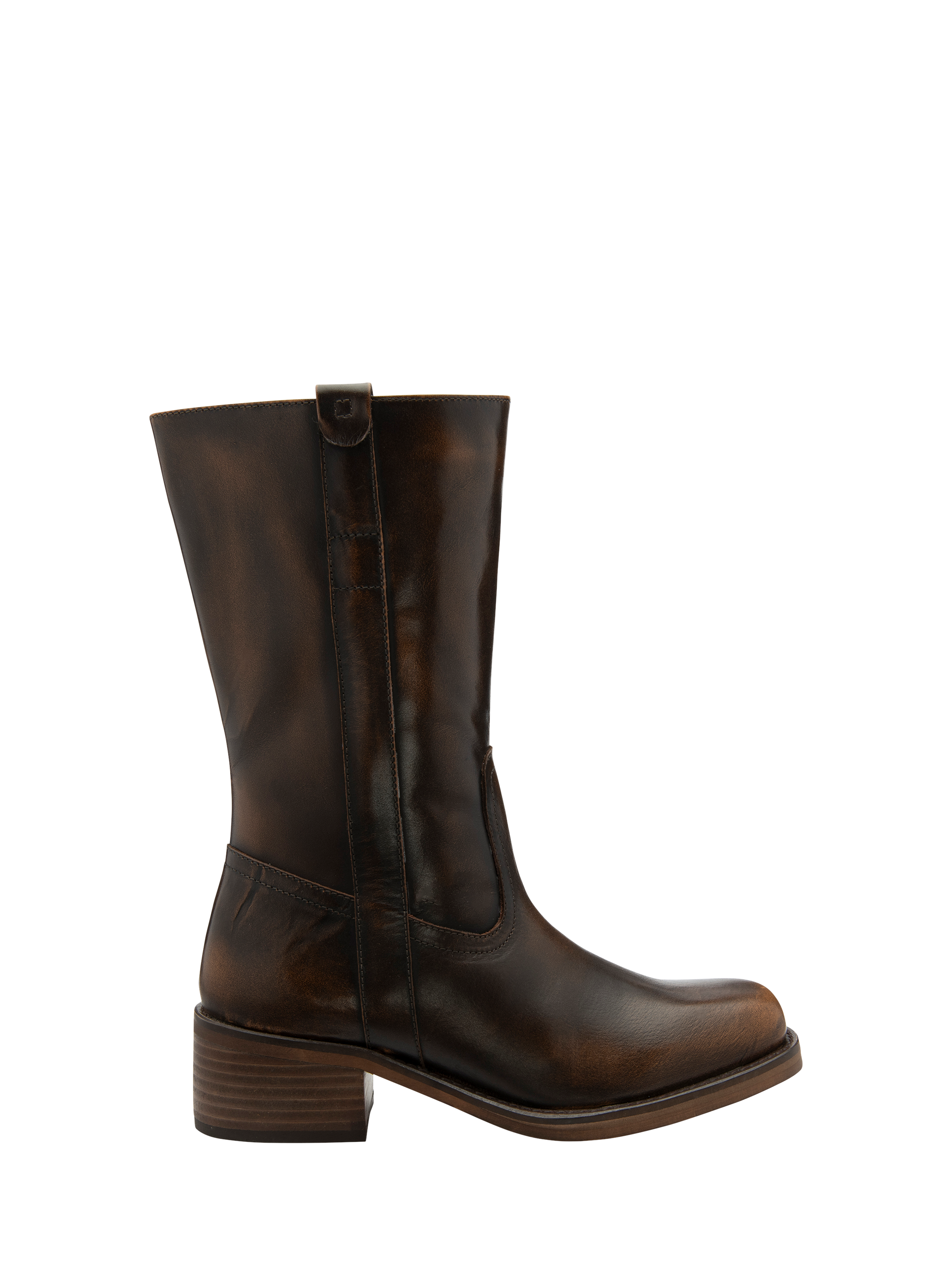Product image 1 of 4, which shows Ravel Coalburn Leather Block Heeled Boots, Chestnut, 6