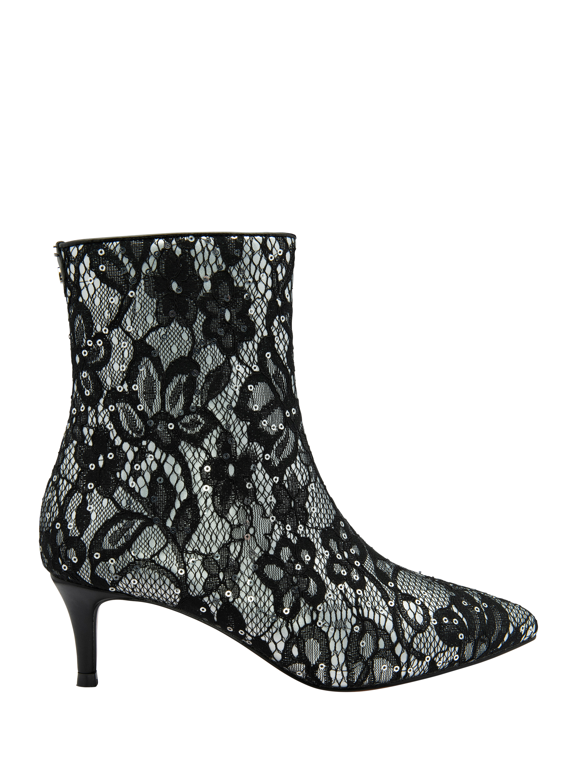 Product image 1 of 4, which shows Ravel Currans Lace Heeled Pointed Ankle Boots, Black, 4