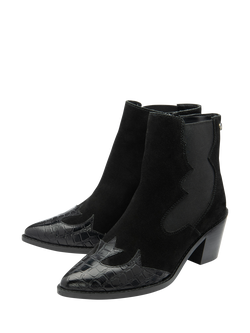 Ravel Esk Suede Cowboy Ankle Boots, Black - view 2, Black