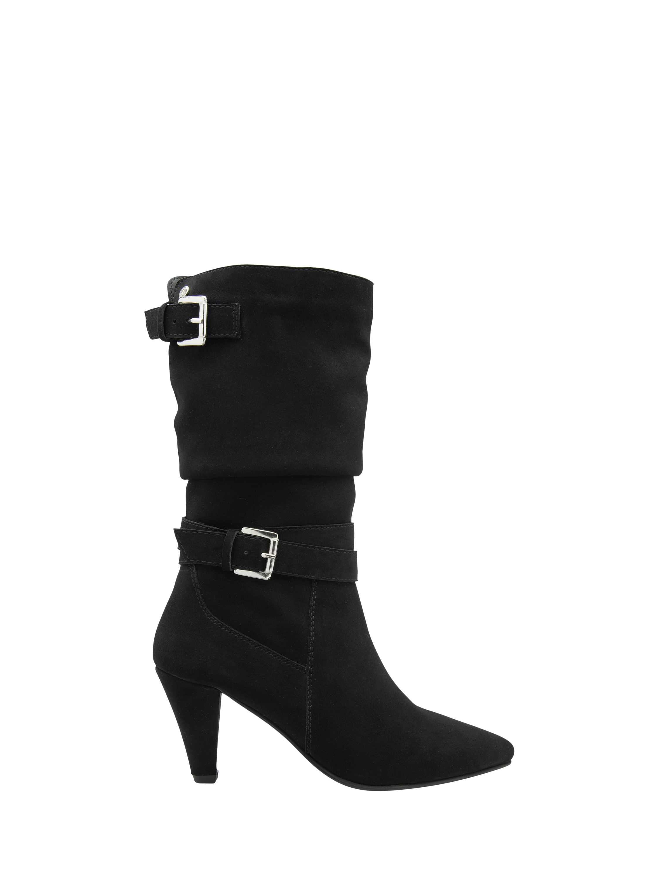 Product image 1 of 4, which shows Ravel Guise Suede Pointed Heeled Slouchy Boots, Black, 4
